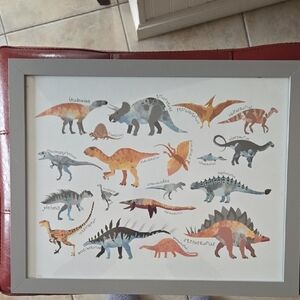 Dinosaur Art Print in Gray Frame
